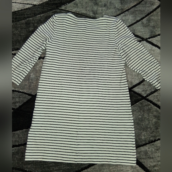 EUC J Crew Size Large Black & White Striped 3/4 Length Sleeve Dress!! - Picture 11 of 12